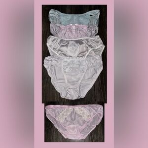 Lot Of 5 Vintage Vanity Fair, Van Raalte & Kayser Floral Satin Bikini Panties